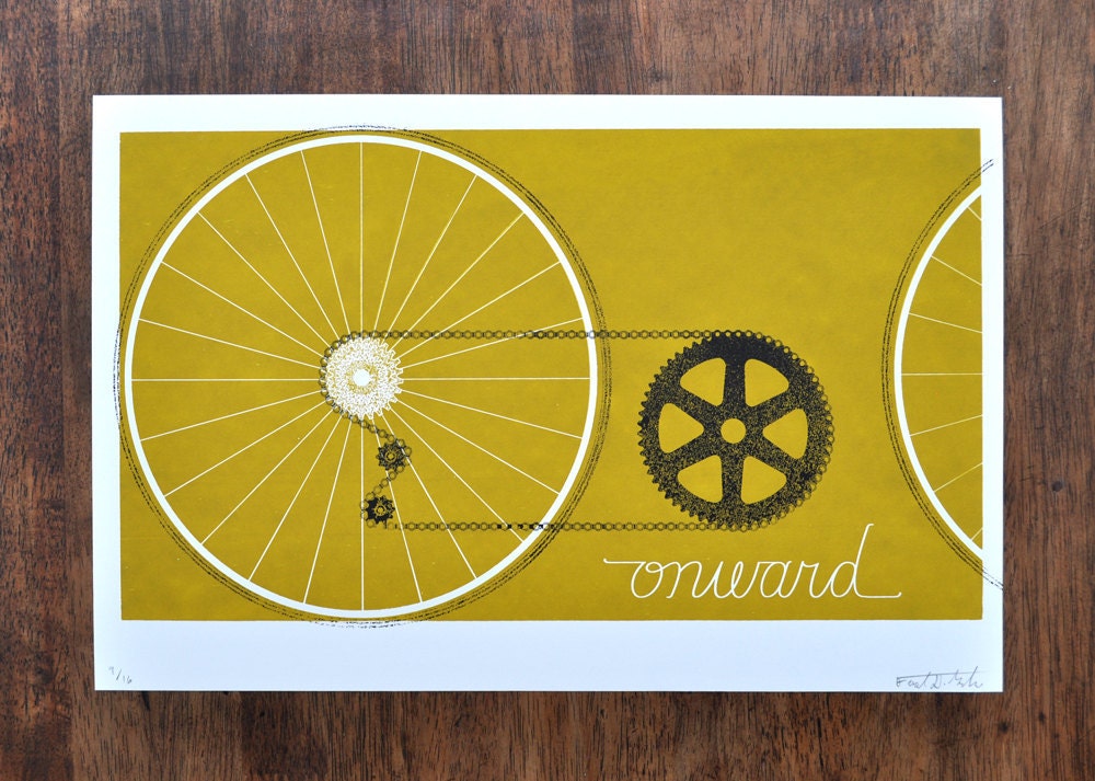 Onward - Two color silk screen print (Avacado / Black)