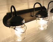 Vintage CLEAR Canning Jar TRIPLE Vanity Sconce