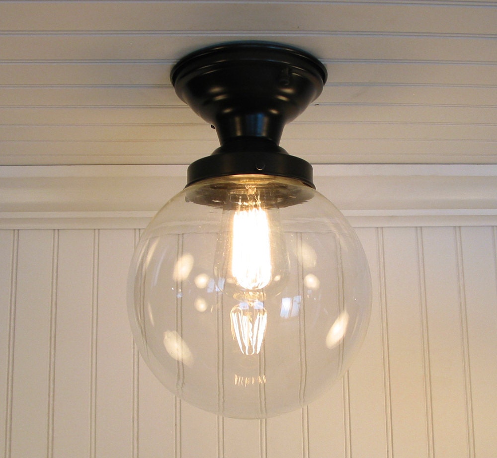 Biddeford I. Large Clear SEMI FLUSH Ceiling Light