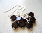Garnet Earrings - Dark Red Coin Cluster Earrings