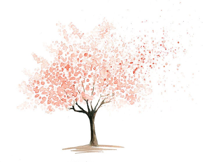 Cherry Tree  Print  from my original watercolor painting 10x8 inch