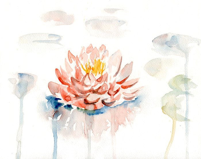 Waterlily Print  from my original watercolor painting 10x8 inch