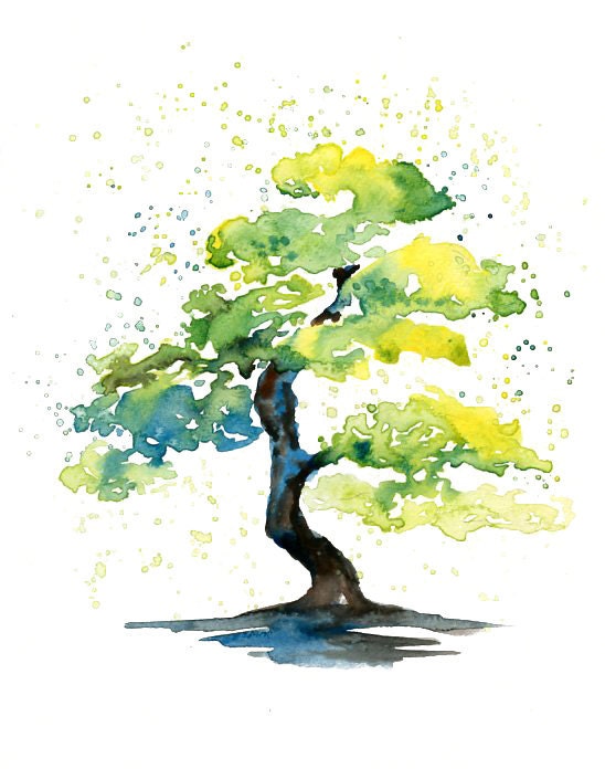 Bonsai Print from my original watercolor painting 8x10 inch