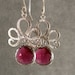 Fuchsia Glass Silver Fleur de Lis Bridesmaid Earrings, Silver Earrings, Bridal Earrings, Wedding Earrings (3953w)