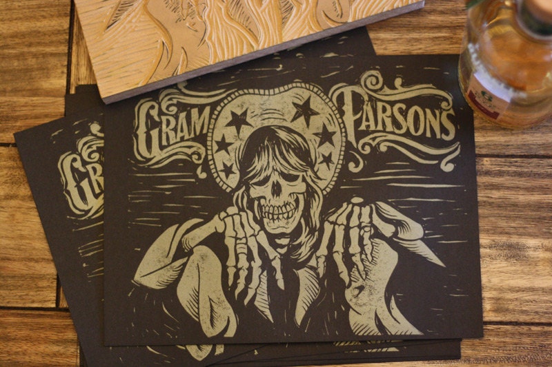 Gram Parsons Block Print - Open Edition Print