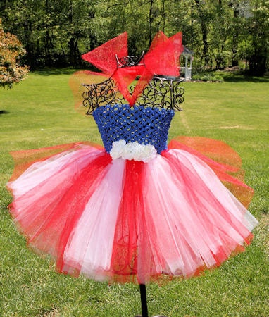 Custom Boutique Handmade July 4th Red White & Blue girls Tutu Dress.