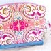 Paisley Fleur-De-Lis Pattern Zippered Clutch Wristlet Pouch Cosmetic Bag Denim Upcycled Pink Mauve Rose Burgundy Blue Cerulean Brown No.2