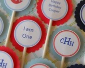 Cupcake Toppers, sailboat theme, blue, red, navy Il_170x135