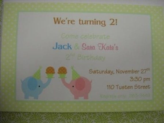 Custom Invitation - Sweet Elephants Il_570xn