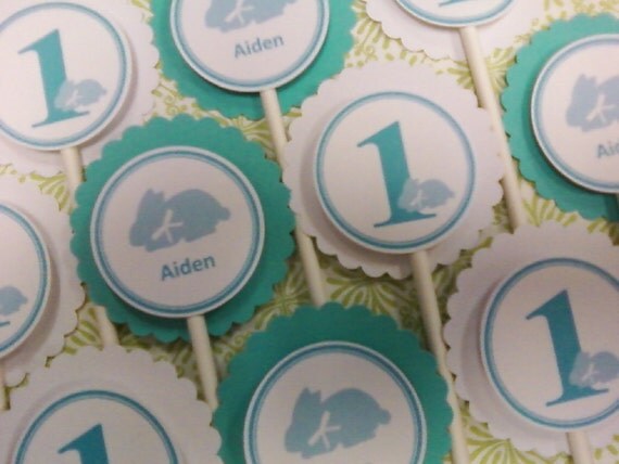 Cupcake Toppers - Little Blue Bunny Il_570xn