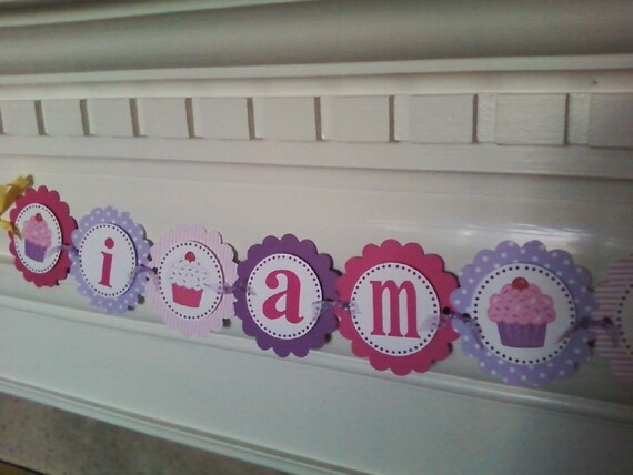 Highchair Banner - Purple and Hot Pink with Cupcakes Il_570xn