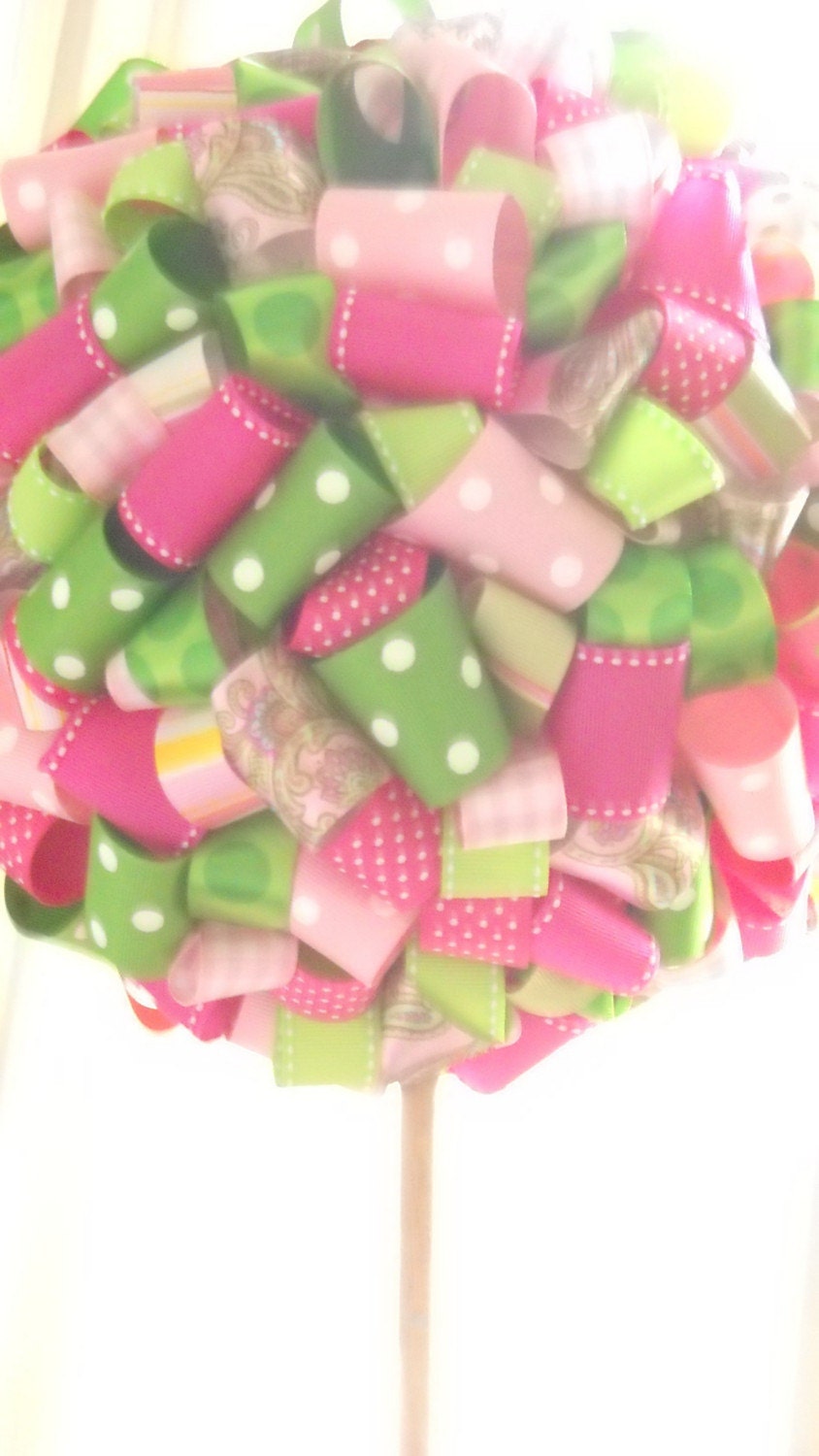Ribbon Topiary, pink and green