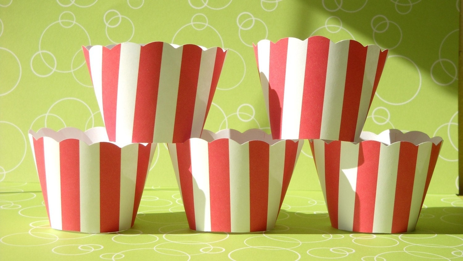 Cupcake Wrappers, red and white striped, carnival theme