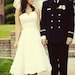 Tea Length A Line Retro Inspired Wedding Gown with Flower Detail