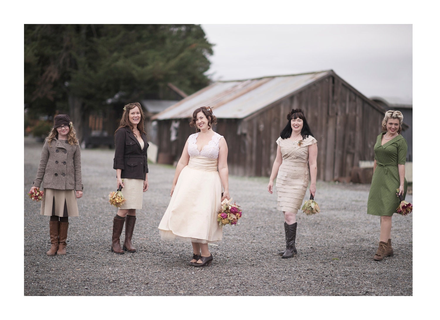 Tea Length Wedding Dress - Lace Bodice with Covered Buttons