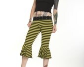 Green and Black Stripe Capri Pants