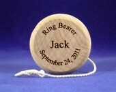 Personalized Engraved Wood Yo-Yo Groomsman Ring Bearer Gift Keepsake Wedding Favor
