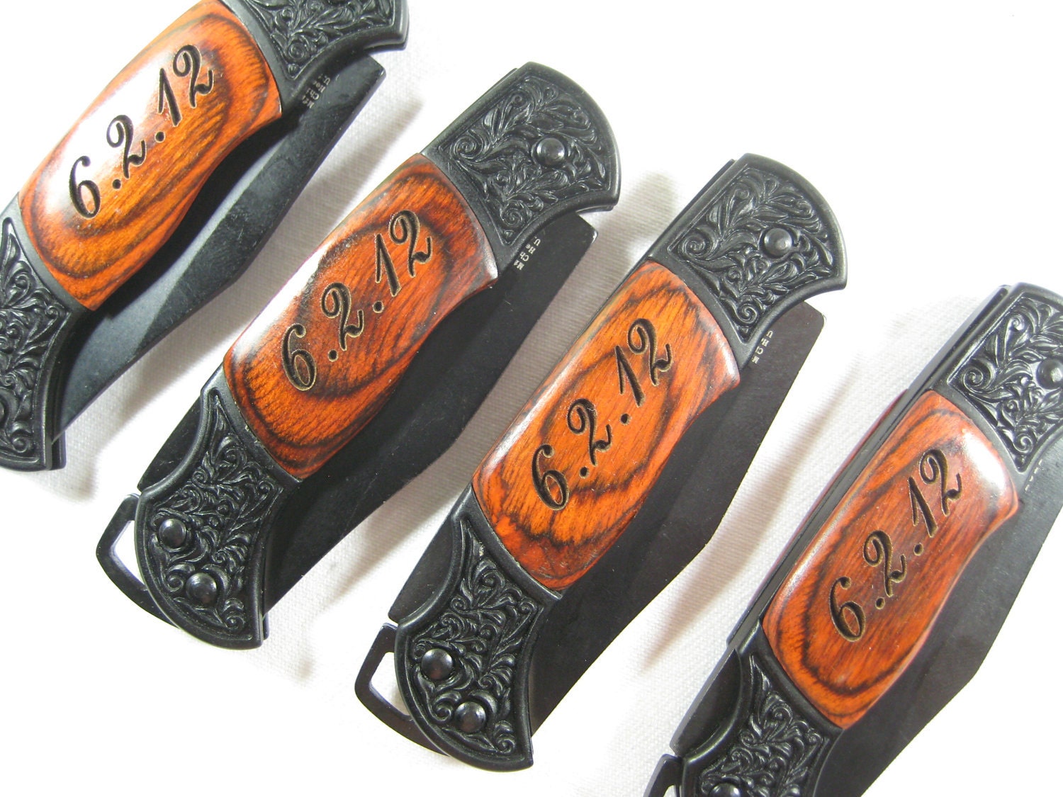8 Engraved Black Decor Folding Pocket Knives Personalized Groomsman Best Man Ring Bearer Father of the Bride Gift Wedding Gift Keepsake
