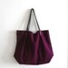 Oversized suede leather tote - Purple