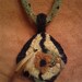 Hand Knit Felted Pendant with Beads & Feathers