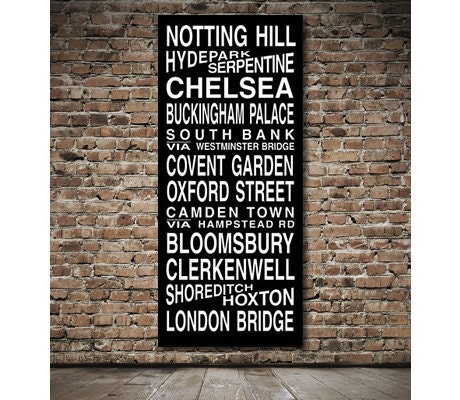 London Destination Roll / Subway Scroll / Tram Banner / Bus Schedule 28in x  64in - Ready to Hang