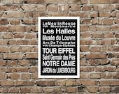 Paris Bus Roll Poster / Subway Scroll / Tram Banner 12in x  18in