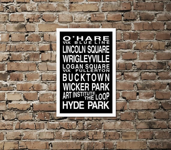 Chicago Bus Roll Poster / Subway Scroll / Tram Banner 12in x  18in