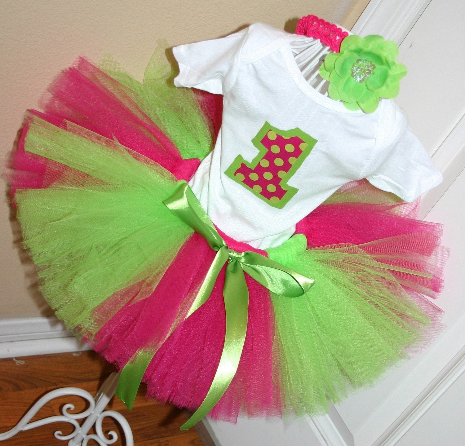 Watermelon Wonderland Super Fluff Birthday Set- Includes tutu, shirt and matching bow-Perfect for 1st 2nd 3rd 4th 5th Birthday