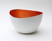 Paper Mache Vessel in White and Copper - The Wavy - Made to order