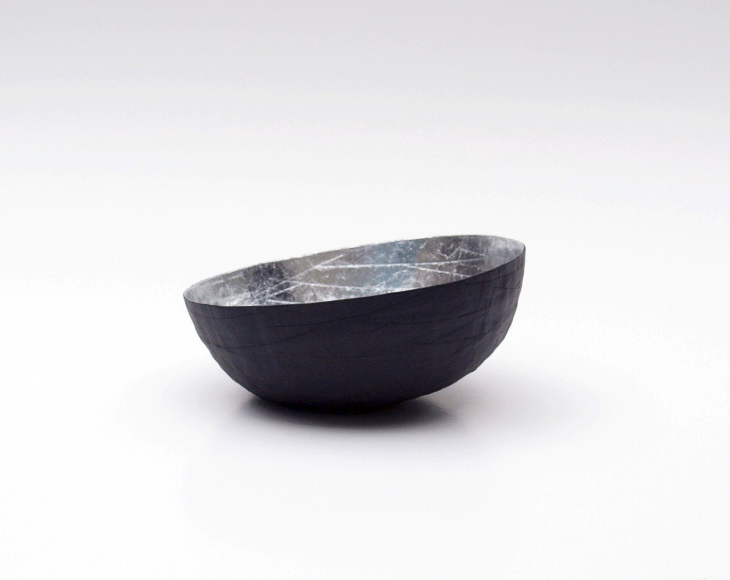 Paper Mache Bowl in Black and Silver - The Mini -  Made to Order