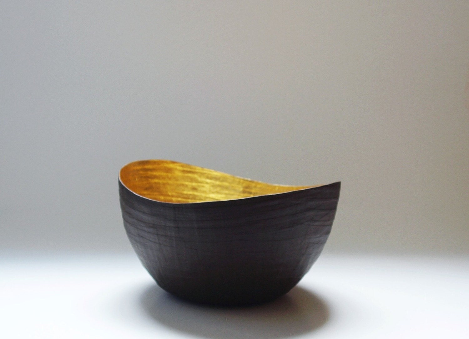 Paper Mache Vessel in Brown and Gold - The Wavy - Made to order