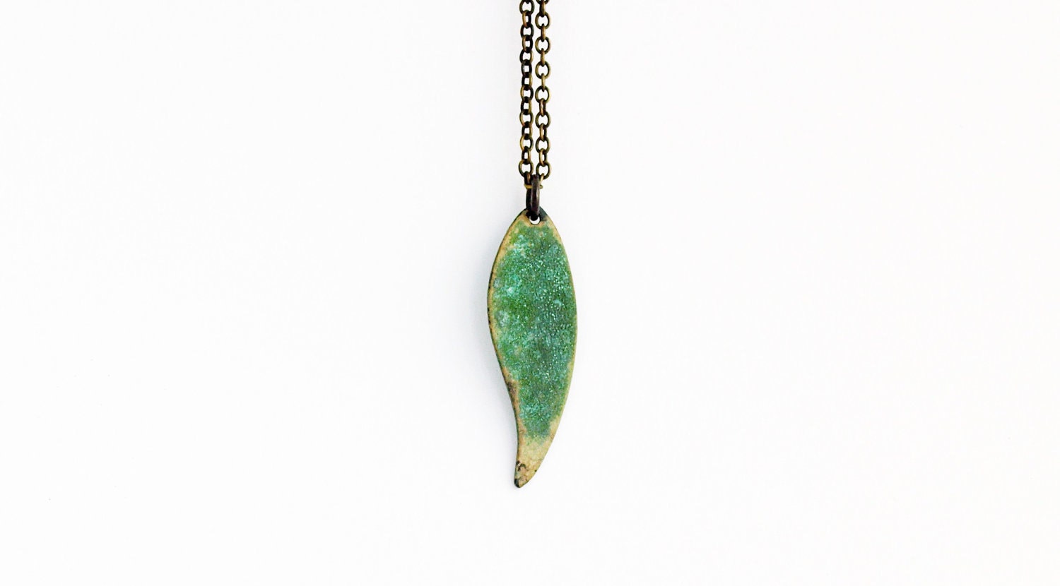 Verdigris Patina Brass Leaf Necklace