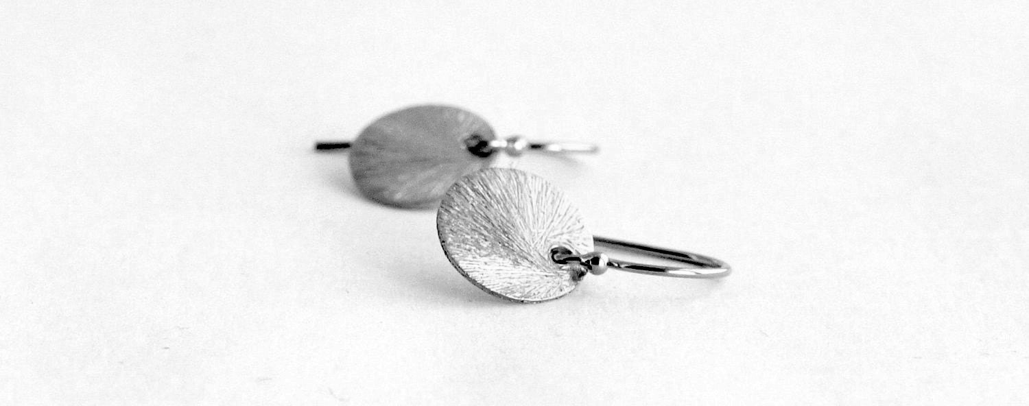 Tiny Sterling Silver Textured Circles Earrings - Simple and Lightweight for everyday
