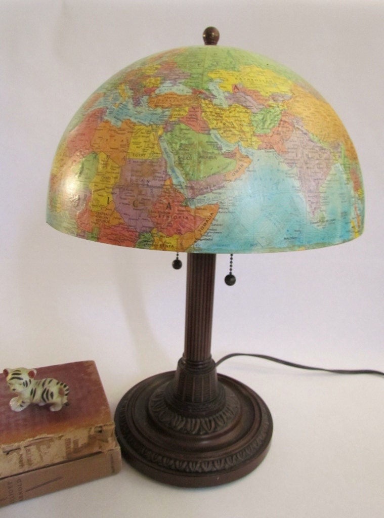 Upcycled globe lamp 12 inch globemaster shade by LunchLadyVintage