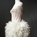 Custom Size Peach and Ivory Burlesque Feather Corset Dress