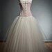 Custom Size Peach and ivory lace burlesque corset prom dress full length