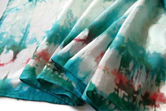 Misty Blue-Green Hand Dyed Silk Scarf - SilkMari