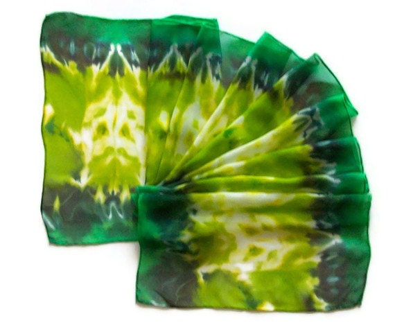 Hand Dyed Silk Scarf in Chartreuse Green