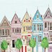 San Francisco Victorian Colorful Houses Painted Ladies Illustration Art Print