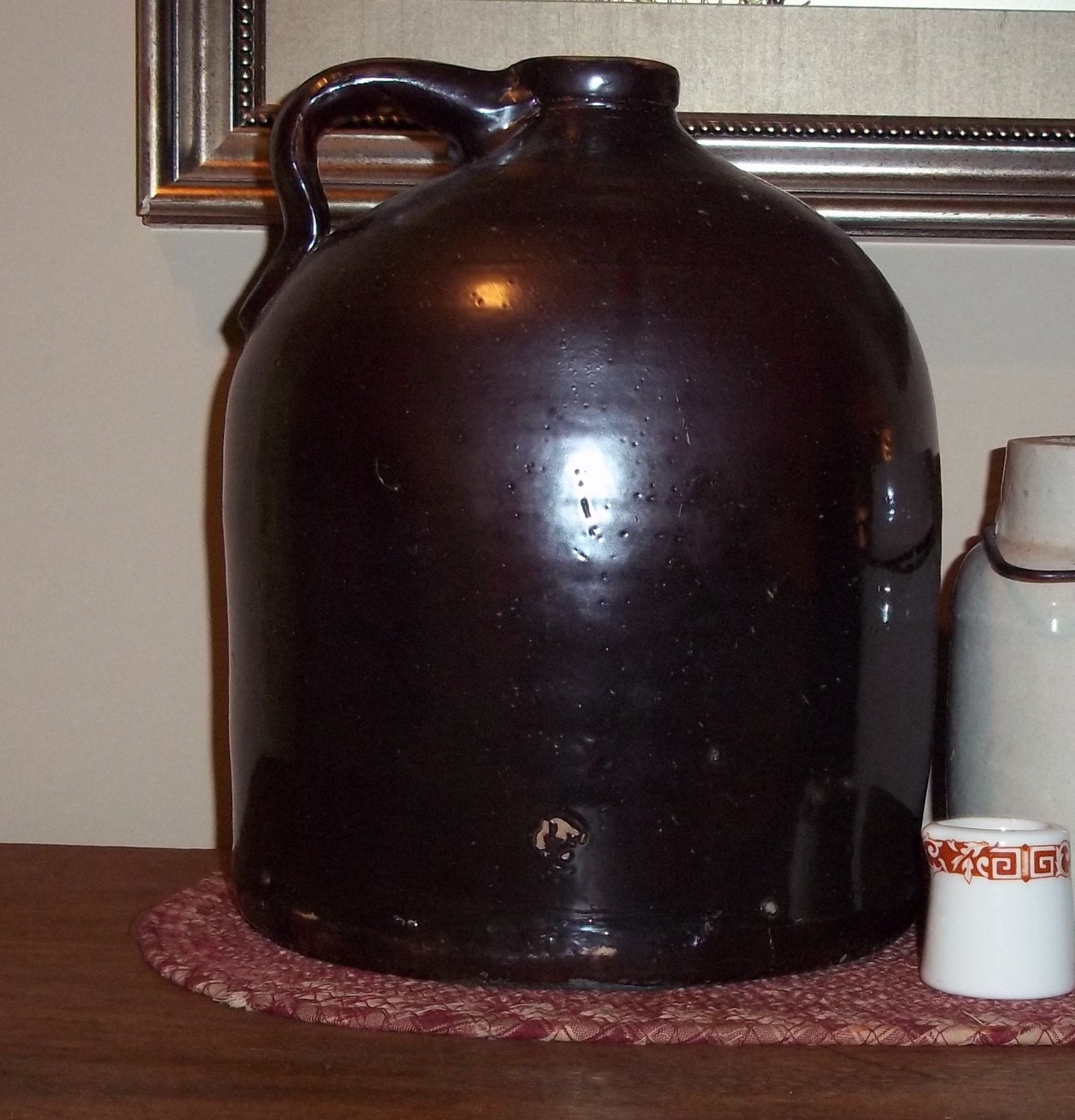 Large Antique Brown Glazed Pottery Jug by 10karri on Etsy