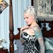 CLEARANCE Black & Silver Flocked Taffeta Damask Abigail Overbust Corset -SugarKitty Corsets