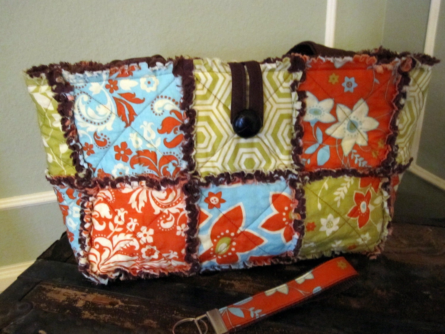 Retro Chic Rag Quilted Bag - Fully Lined - including Matching Key Fob