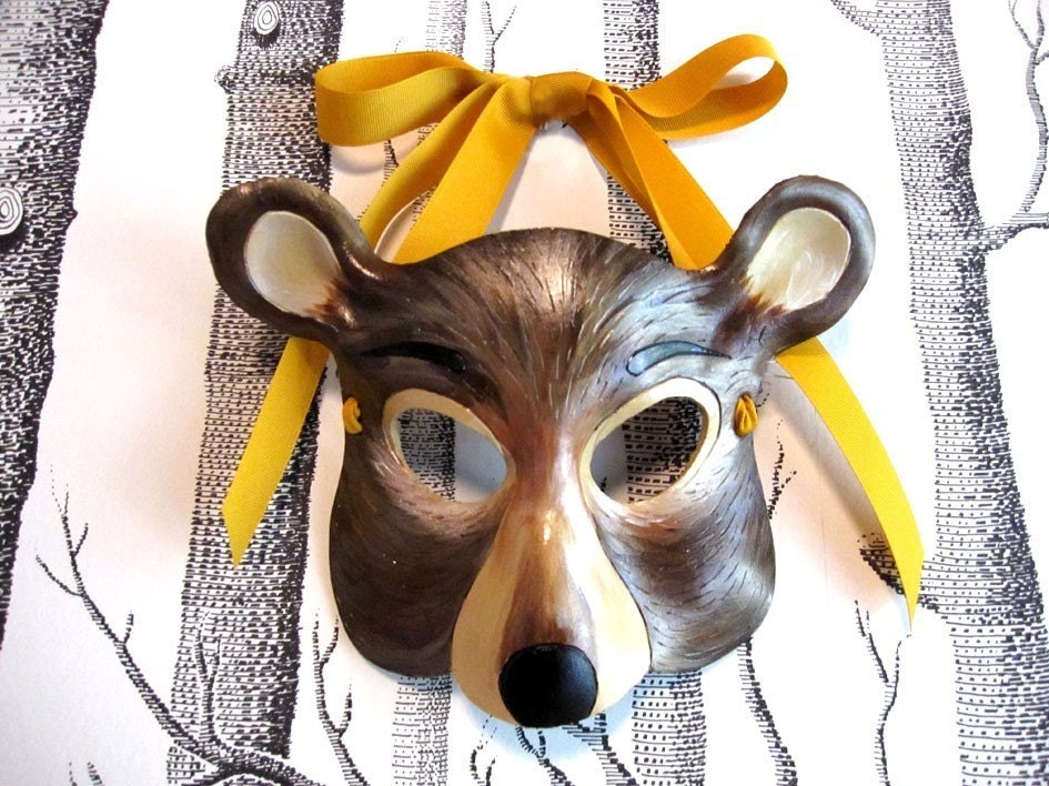 Bear Leather Mask, Adult Size - Made to Order ECO-FRIENDLY