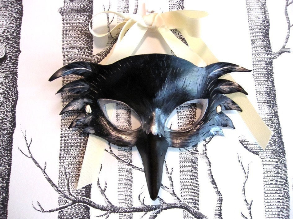 Raven Leather Mask, Child Size - Made to Order ECO-FRIENDLY
