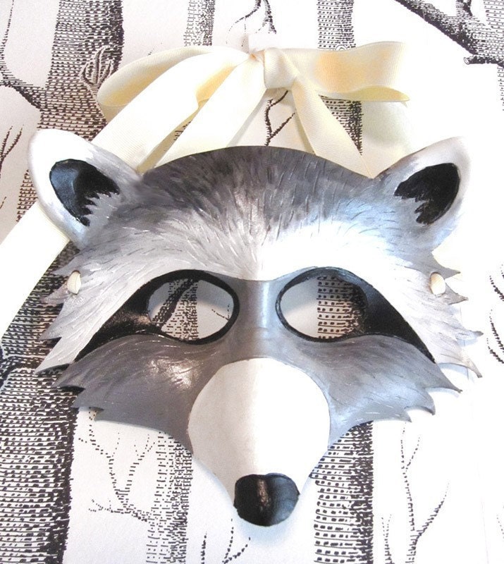 Raccoon Leather Mask, Child Size - Made to Order ECO-FRIENDLY