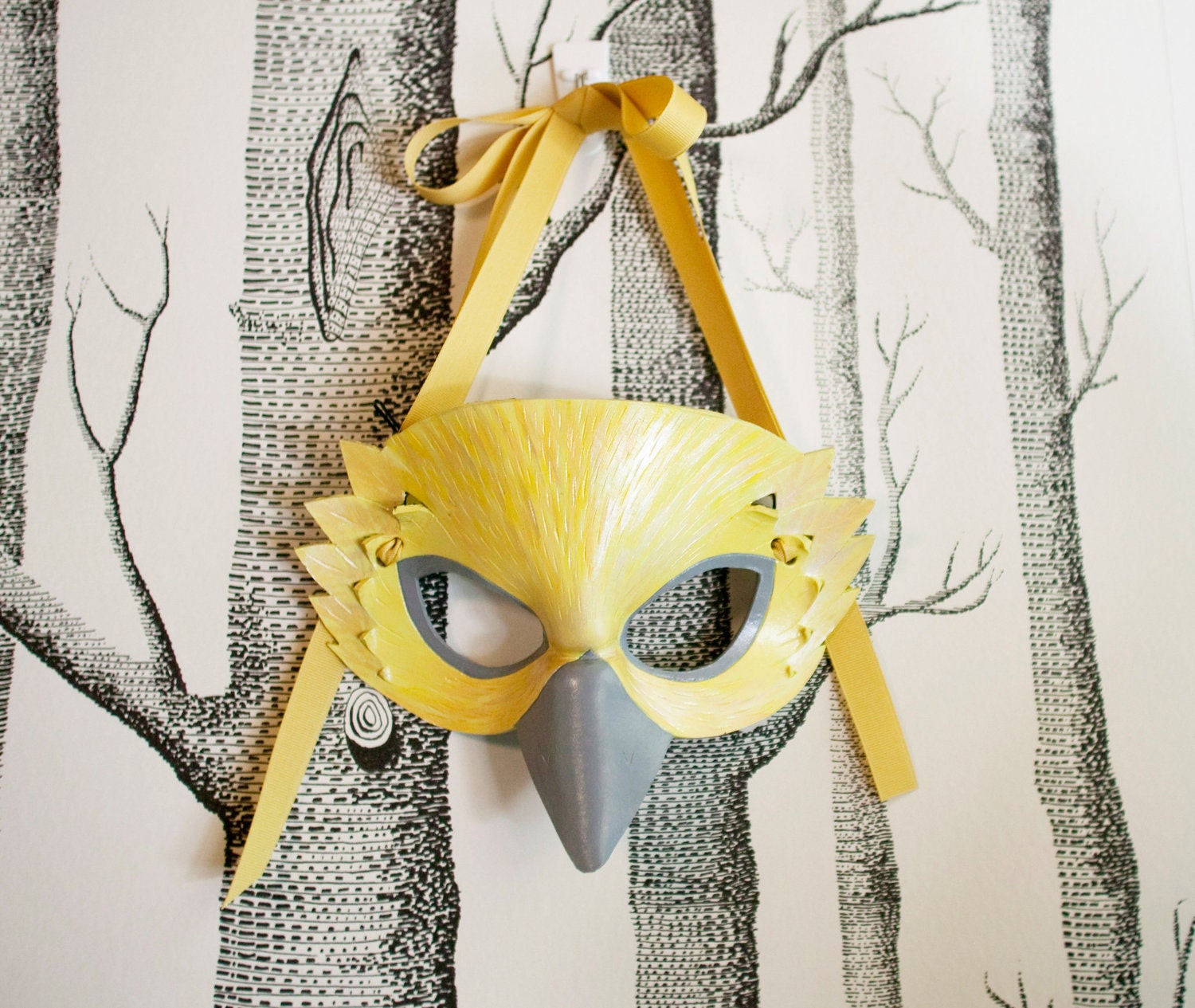 Yellow Finch Leather Mask, Child Size - Made to Order ECO-FRIENDLY