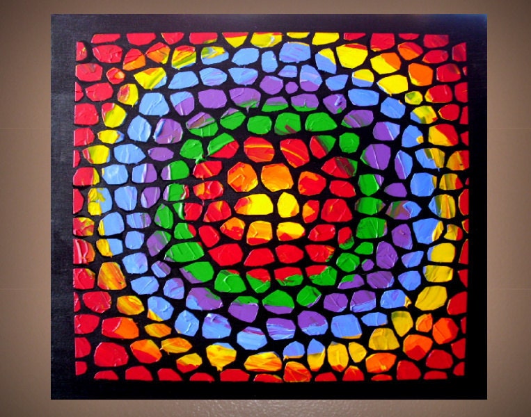 Colorful Abstract Circle Painting on Canvas 24x24