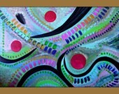 Mosaic Tile Original Abstract Painting on Canvas 36x24 Modern Wall Art