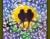 Limited Time--Bird Painting on Canvas 24x24, Love Bird Painting, Bird Art, Bird Painting Wall Art, Colorful Bird Painting