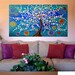 Half Price Today Only, Priced as MarkedWhite Tree Painting on Blue and Green Canvas 36x24 Wall Art, Home Decor